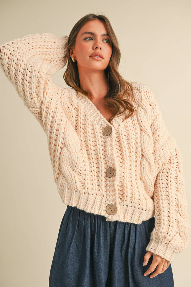 Chunky Knit Button Front Cardigan