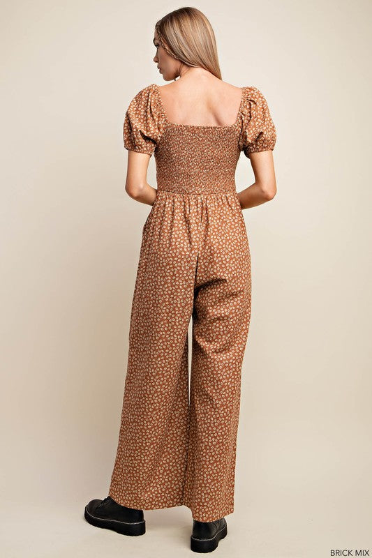 Plus Printed Jumpsuit Brick