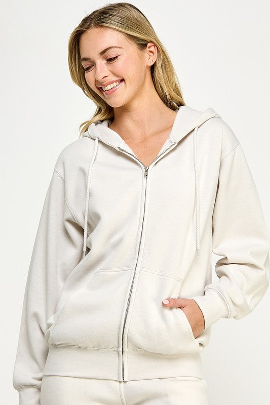 Oversized Fleece Boyfriend Hoodie Beige