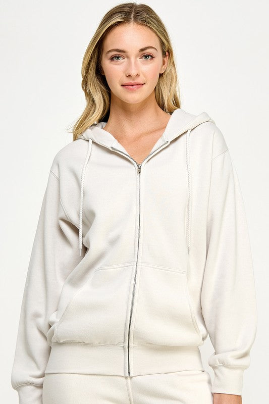 Oversized Fleece Boyfriend Hoodie Beige