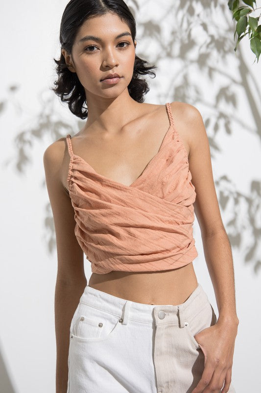 Ruched Crop Cami Salmon