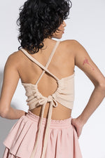 Open Back Knit Top Taupe