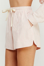 Striped Drawstring Shorts Pink