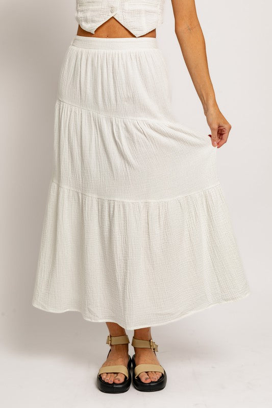 Cotton tiered maxi skirt best sale