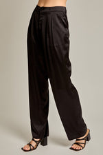 High Waisted Satin Pant Black