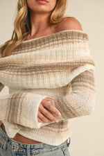 Gradient Off The Shoulder Sweater Top