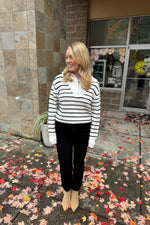 Half Zip Textured Sweater Black and White