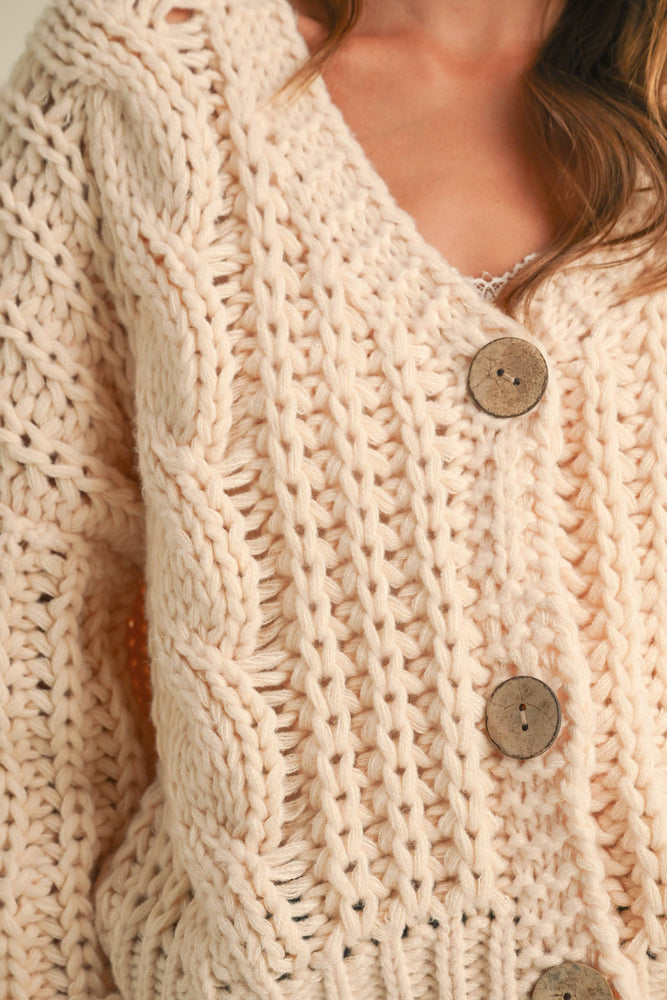 Chunky Knit Button Front Cardigan