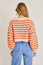 Long Sleeve V-Neck Striped Cropped Sweater