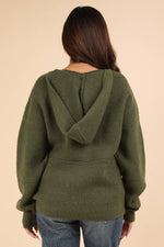 Cozy Oversized Knit Sweater Hoodie Olive