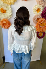 V-Neck Ruffle Top White