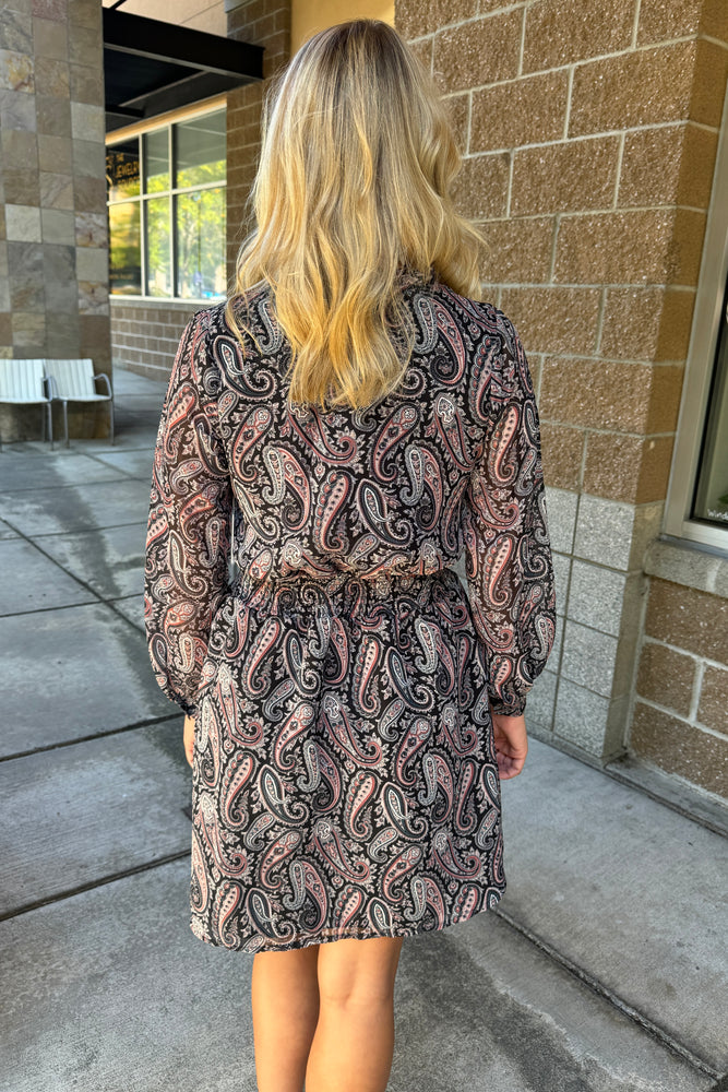 Smocked Waist Mini Dress Paisley