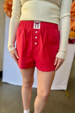 High Waisted Boxer Style Shorts Red