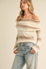 Gradient Off The Shoulder Sweater Top