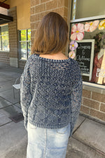 Crochet Sweater Washed Blue