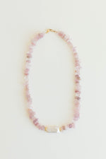 Rose Quartz Nugget Necklace with Pearl
