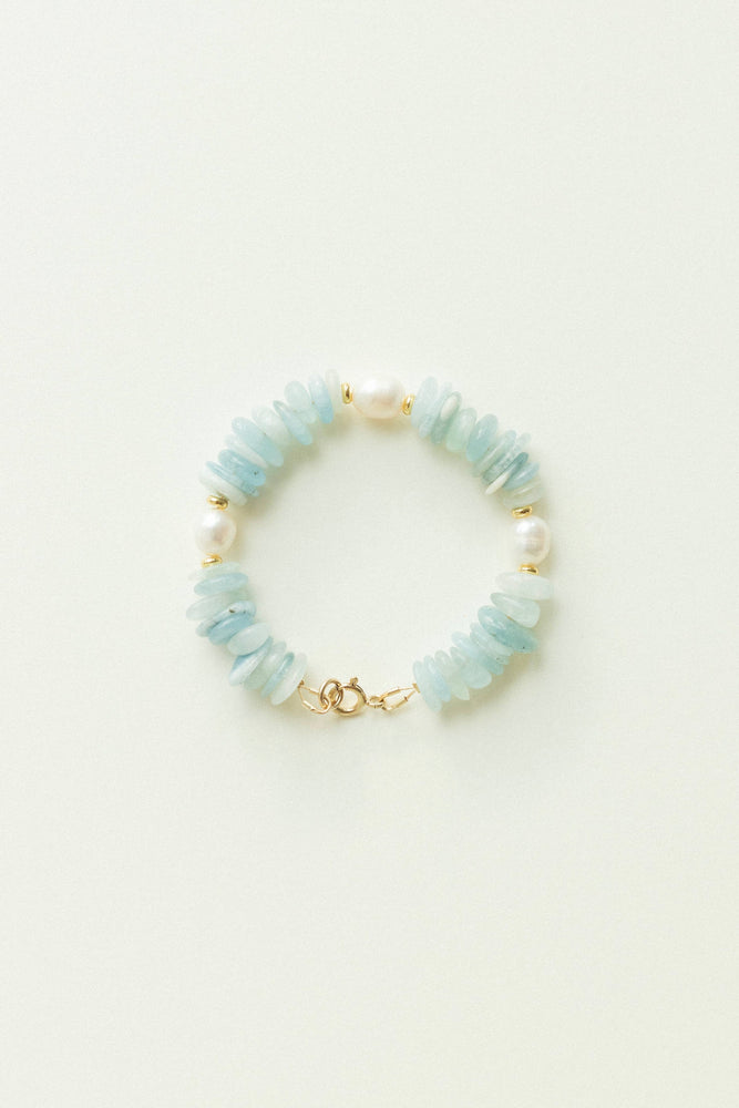 Pearl & Aquamarine Beaded Bracelet