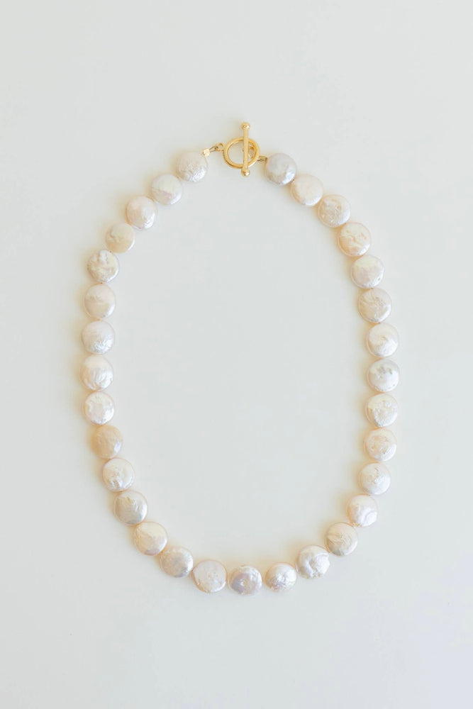 Light Peach Coin Pearl Necklace