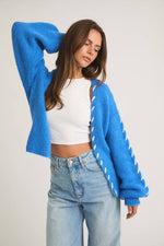 Stitch Detail Long Sleeve Sweater Cardigan