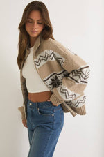 Long Sleeve Collared Fair Isle Sweater Jacket