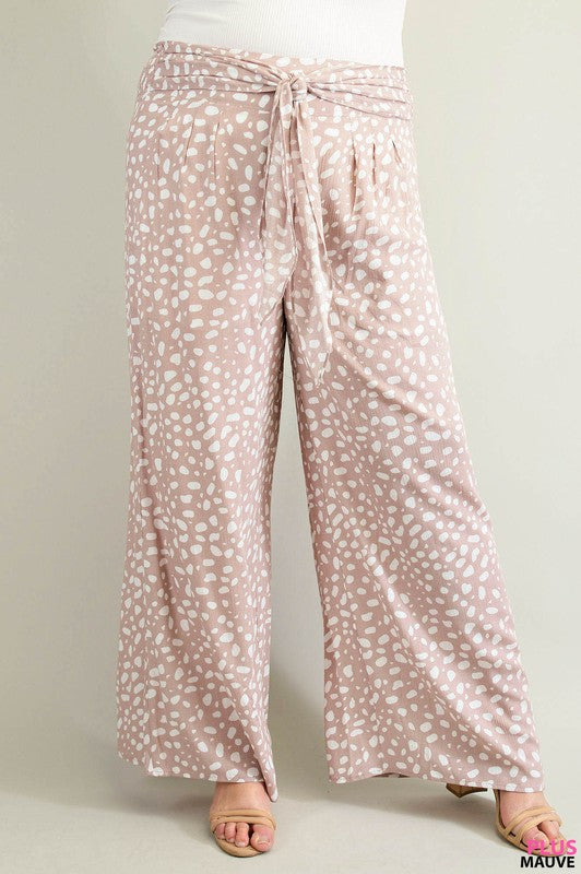 Plus Gauzy Printed Pant Mauve