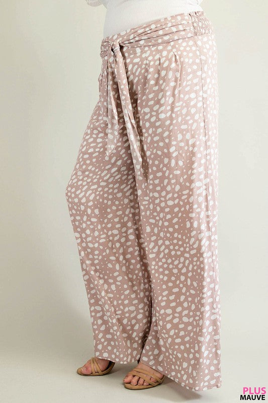 Plus Gauzy Printed Pant Mauve