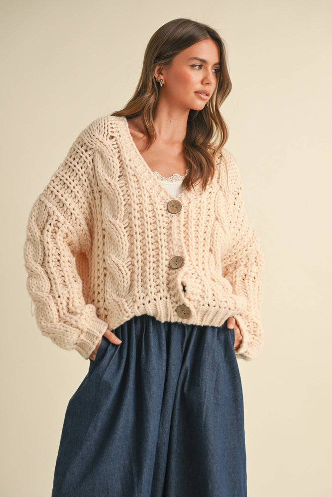 Chunky Knit Button Front Cardigan