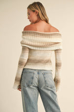 Gradient Off The Shoulder Sweater Top