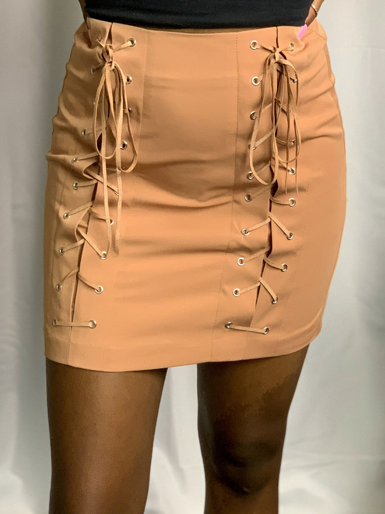 Tan Lace-up Skirt